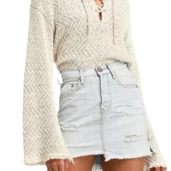 One Teaspoon Dresses & Skirts - One Teaspoon Denim Skirt Blue 2020 High Waist Mini Distressed Fray Hem